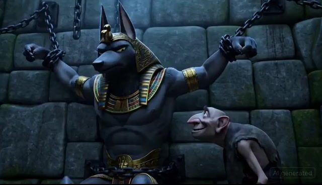3D Animation of Anubis in Dungeon