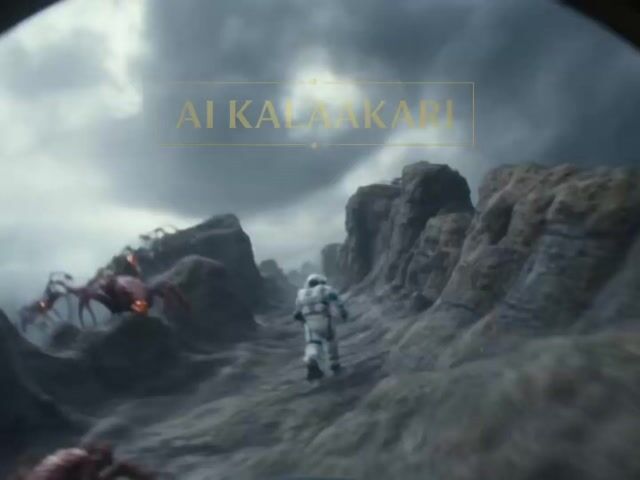Astronaut vs Giant Alien Spiders Video Prompt