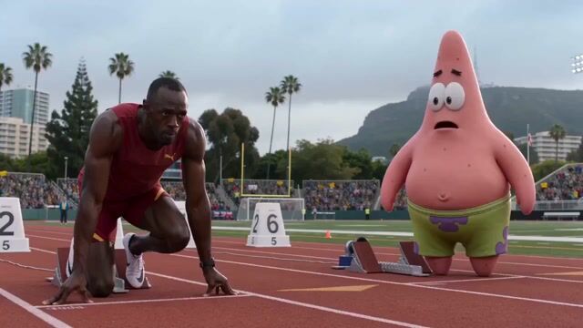 派大星 vs 尤塞恩·博尔特 赛跑场景